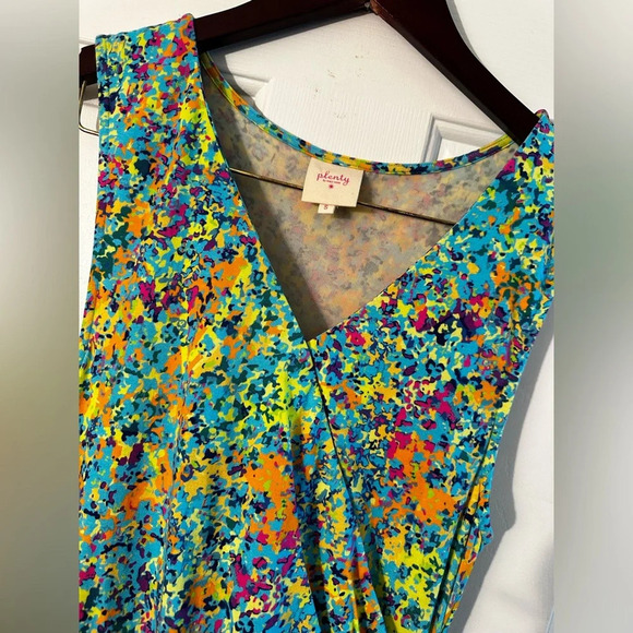 ANTHROPOLOGIE Plenty Tracy Reese Wrap V-Neck Bubble Dress SM Blue Motif MONET - Picture 5 of 16